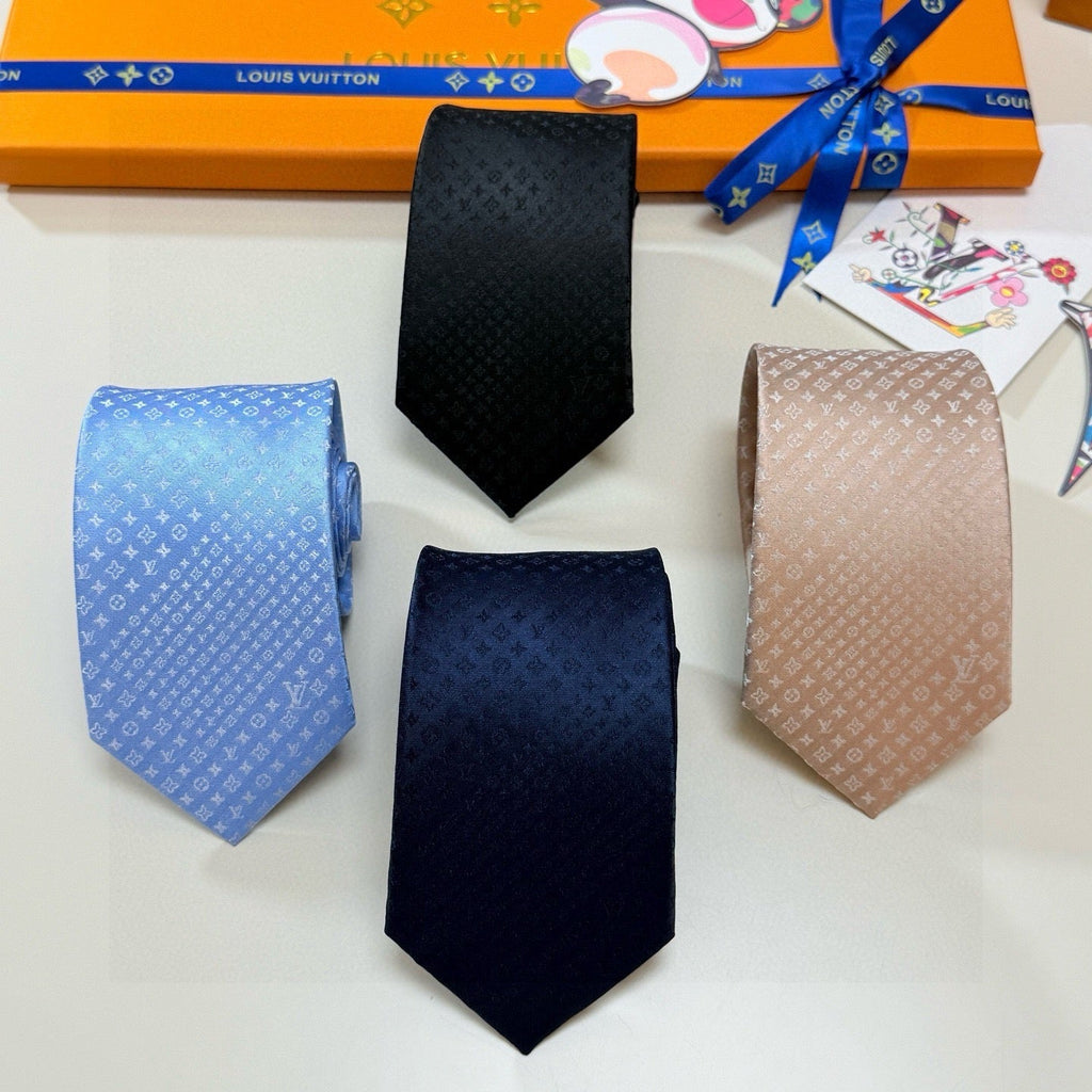 Louis Vuitton Style Men's Textured Silk Tie