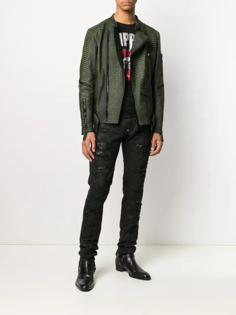 Philipp Plein biker jacket in Luxury leather
