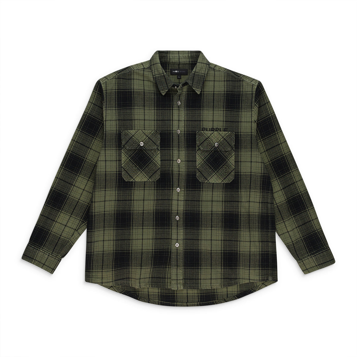 PLAID FLANNEL LS SHIRT GREEN CASUAL BUTTON-DOWN SHIRTS