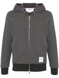 Thom Browne loopback jersey 4-Bar zip-up hoodie