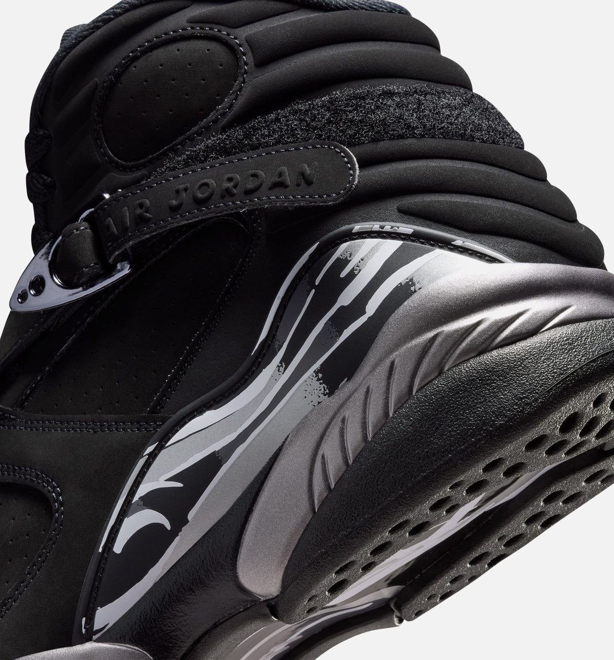 Air Jordan 8 Retro Chrome Black And Light Graphite Men's Lifestyle Shoes - Black / White / Light Graphite