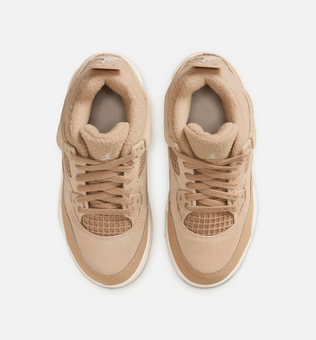 Air Jordan 4 Retro Cozy Girl Preschool Lifestyle Shoe – Hemp/Light Orewood Brown