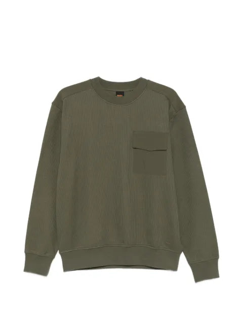 BOSS ribbed-knit flap-pocket sweater