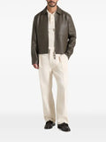 Manière De Voir Yves in olive minimal leather jacket