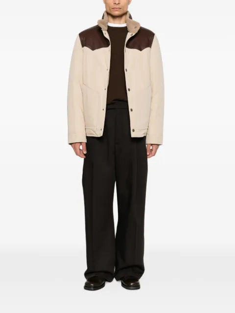Brunello Cucinelli shearling-trim leather-yoke jacket