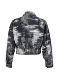 Taakk faded-pattern denim jacket