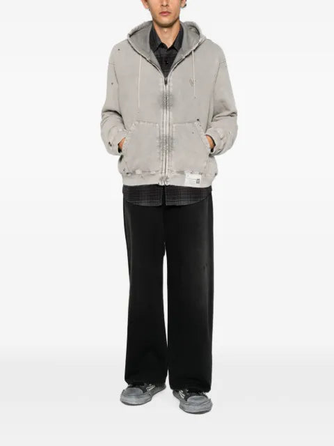 Maison MIHARA YASUHIRO distressed-effect zip-up hoodie