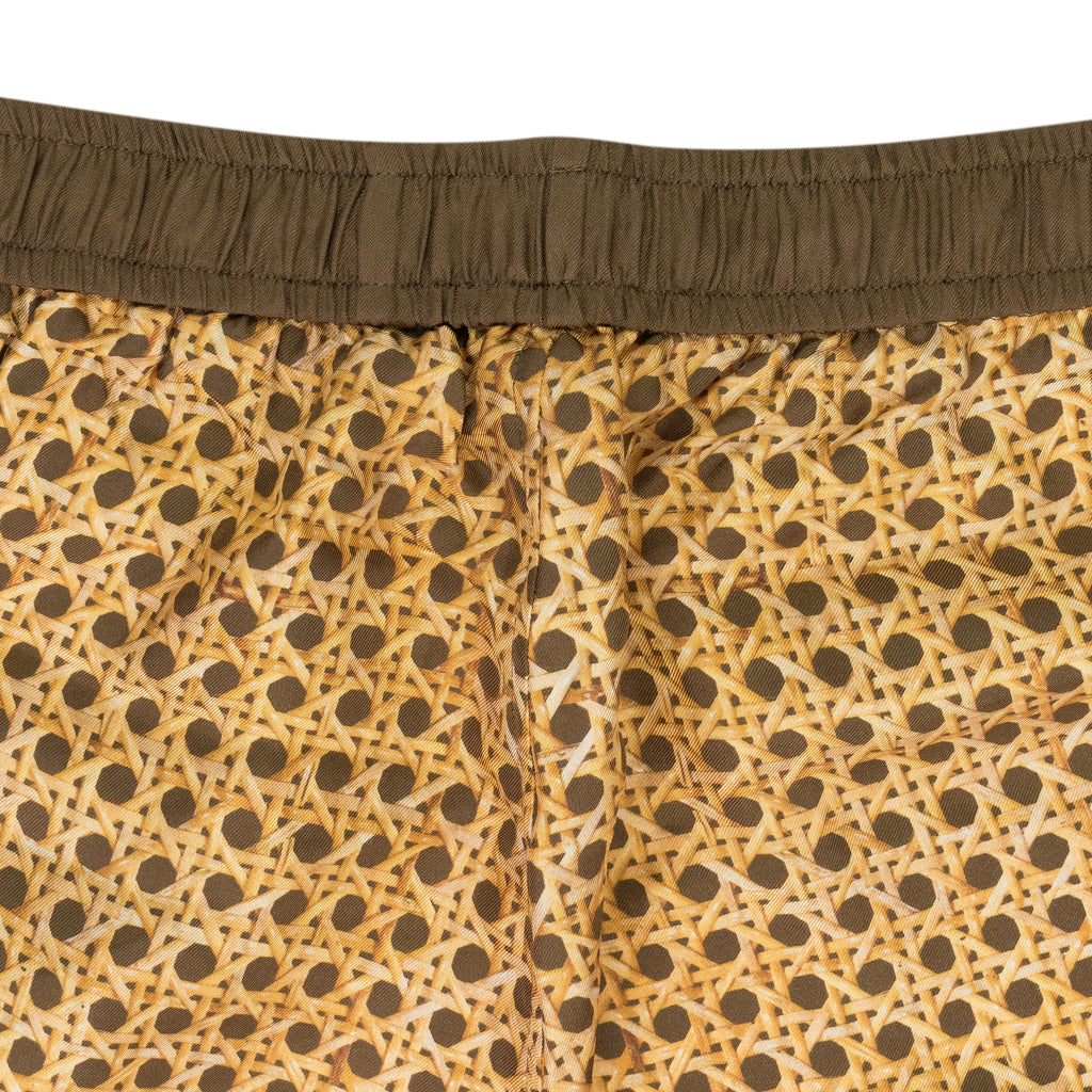 Brown Weave Pattern Silk Shorts