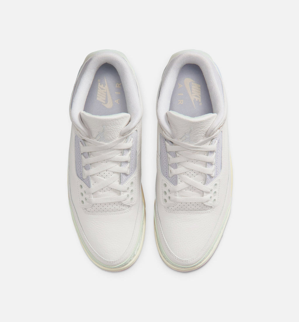 Air Jordan 3 Retro Sail and Jade Aura Men's Sneakers - Sail / Jade Aura / Aura / Iced Carmine
