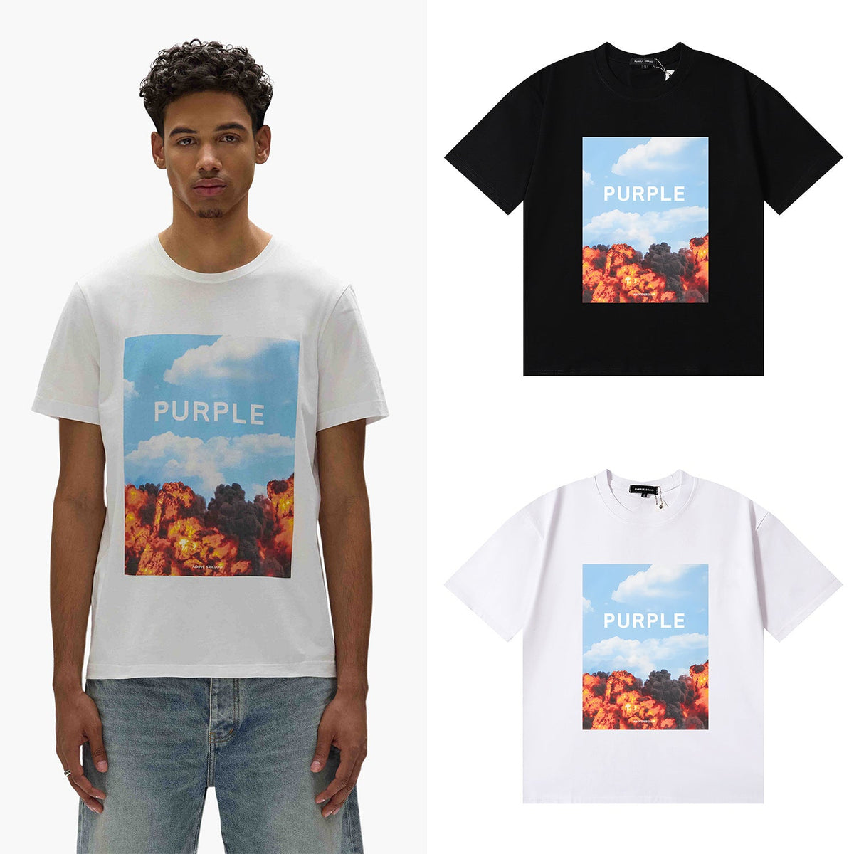 Purple Brand Graphic Tee Loose Unisex Vintage Streetwear T-Shirt