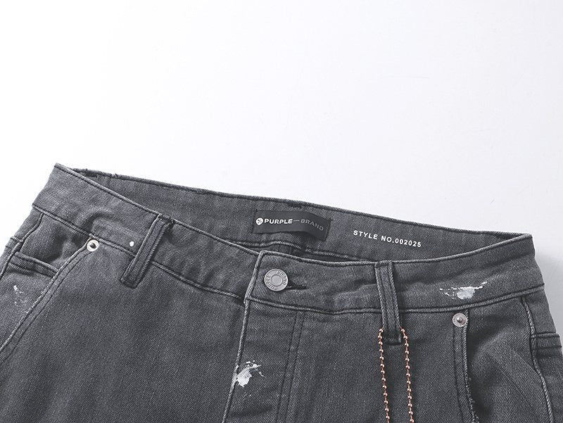 Purple Brand Charcoal Gray Paint-Splatter Cargo Jeans