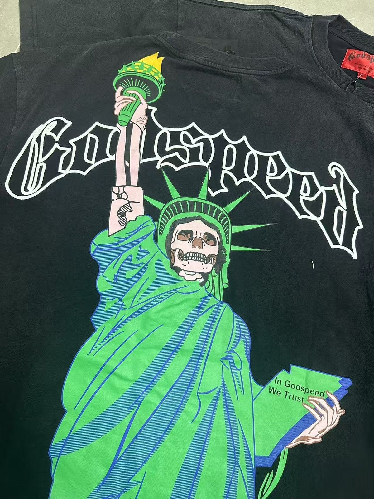 Godspeed Statue of Liberty Skull Graphic T-Shirt