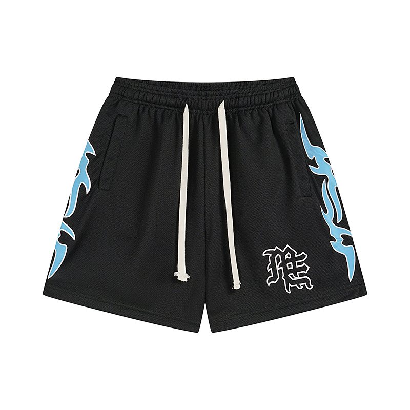 MIXED EMOTION Flame Graphic Drawstring Shorts