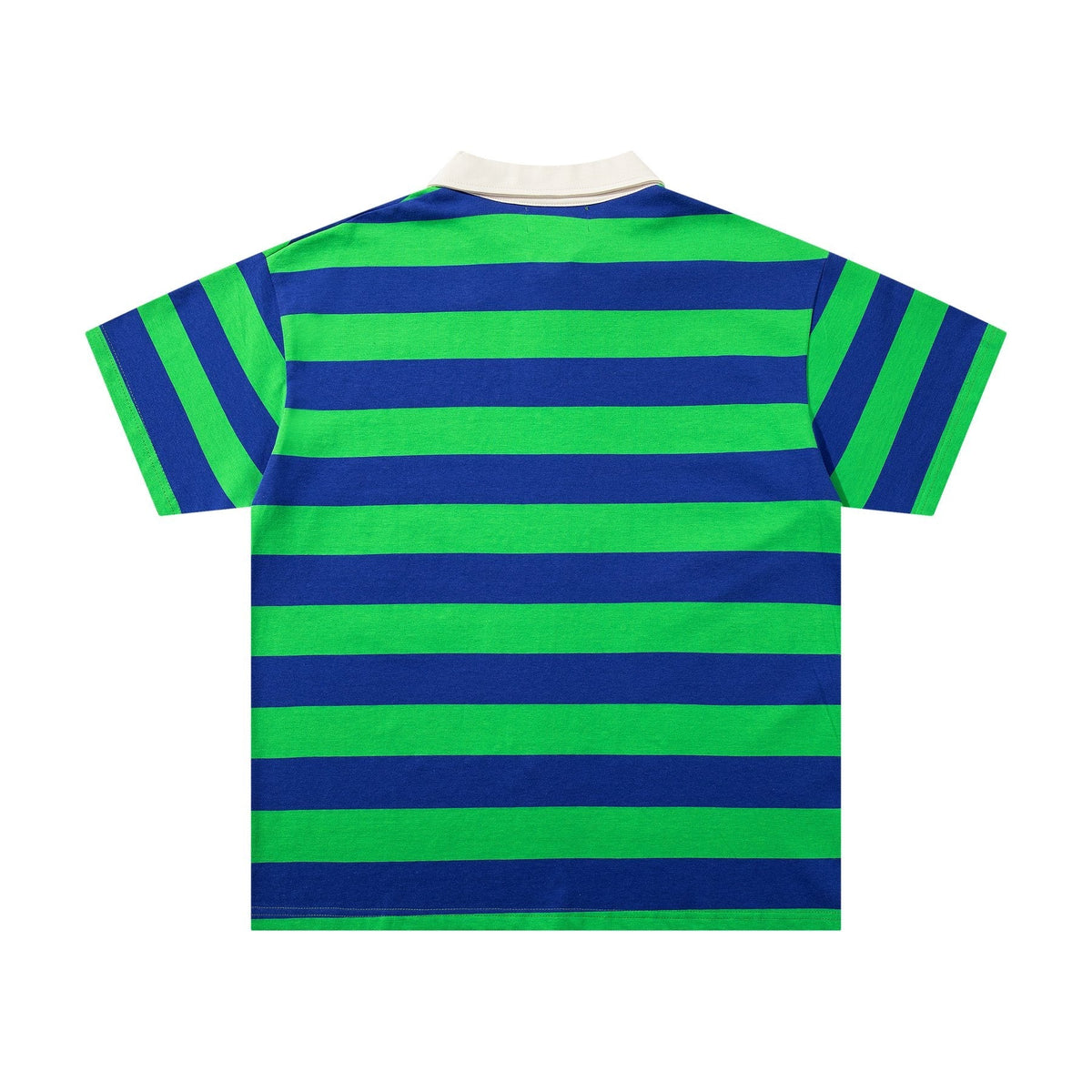 MAJESTIK Green/Blue Striped Skull Graphic Polo Shirt