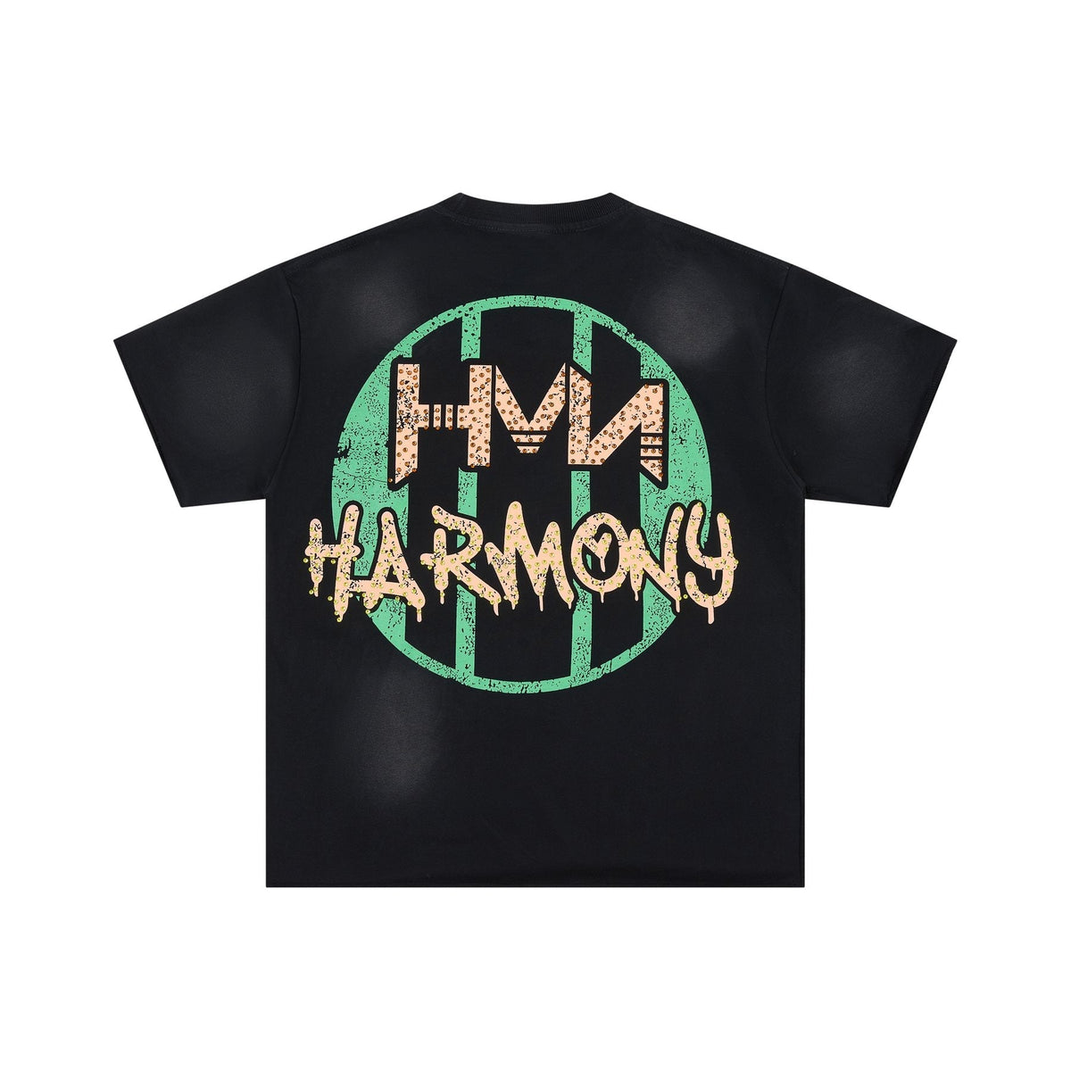 HARMONY Black Front and Back Graphic T-Shirt