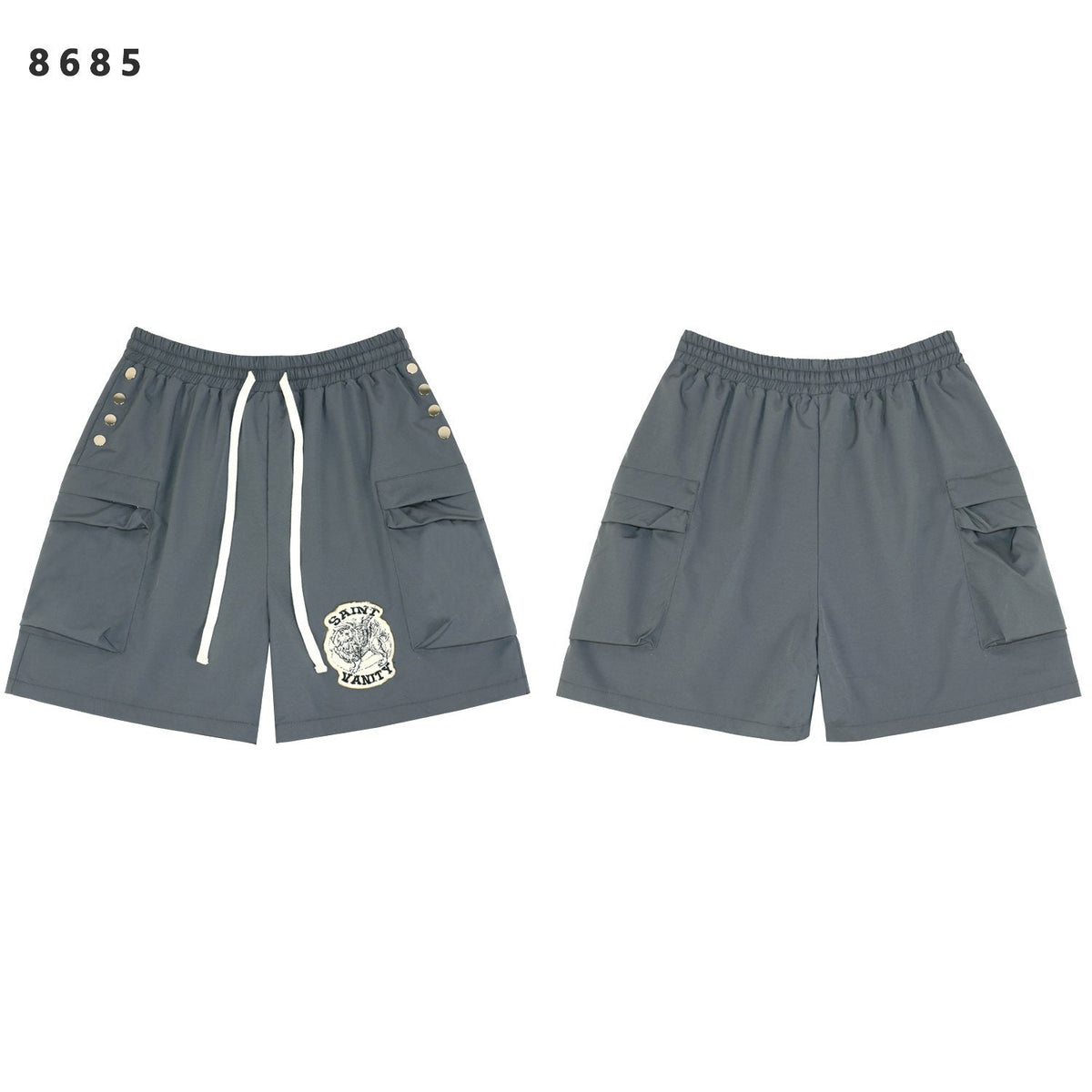 SAINT Vanity Embroidered Snap-Button Cargo Shorts