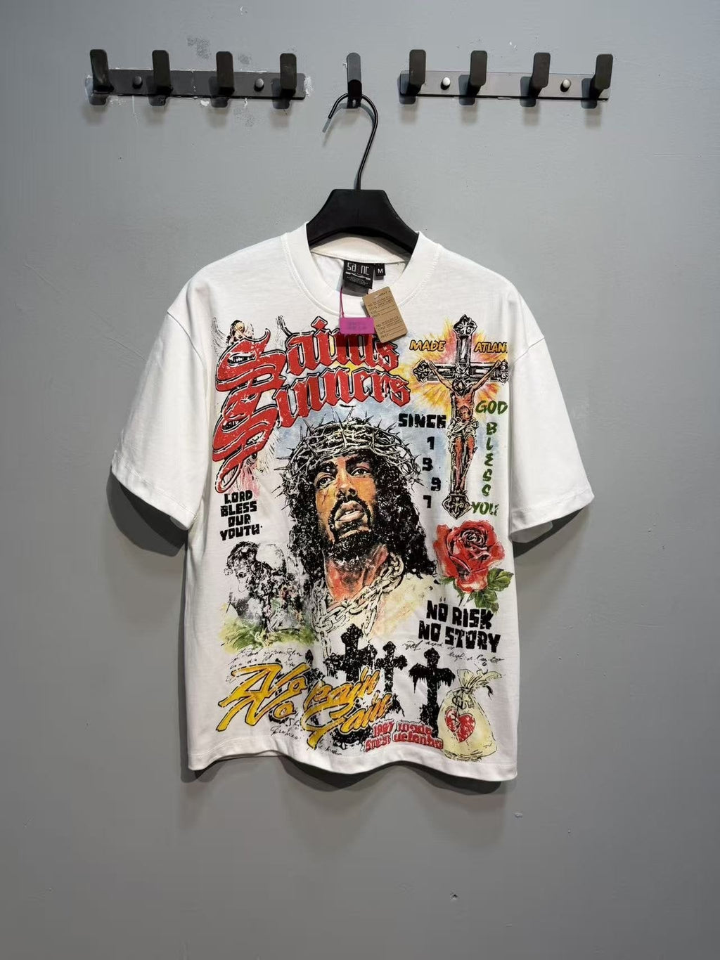 SAINT Religious-Inspired Graphic Short-Sleeve T-Shirt