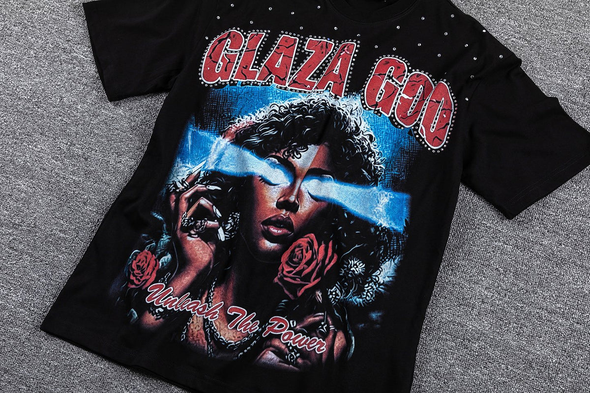 GLAZA GOD Unleash The Power Graphic T-Shirt