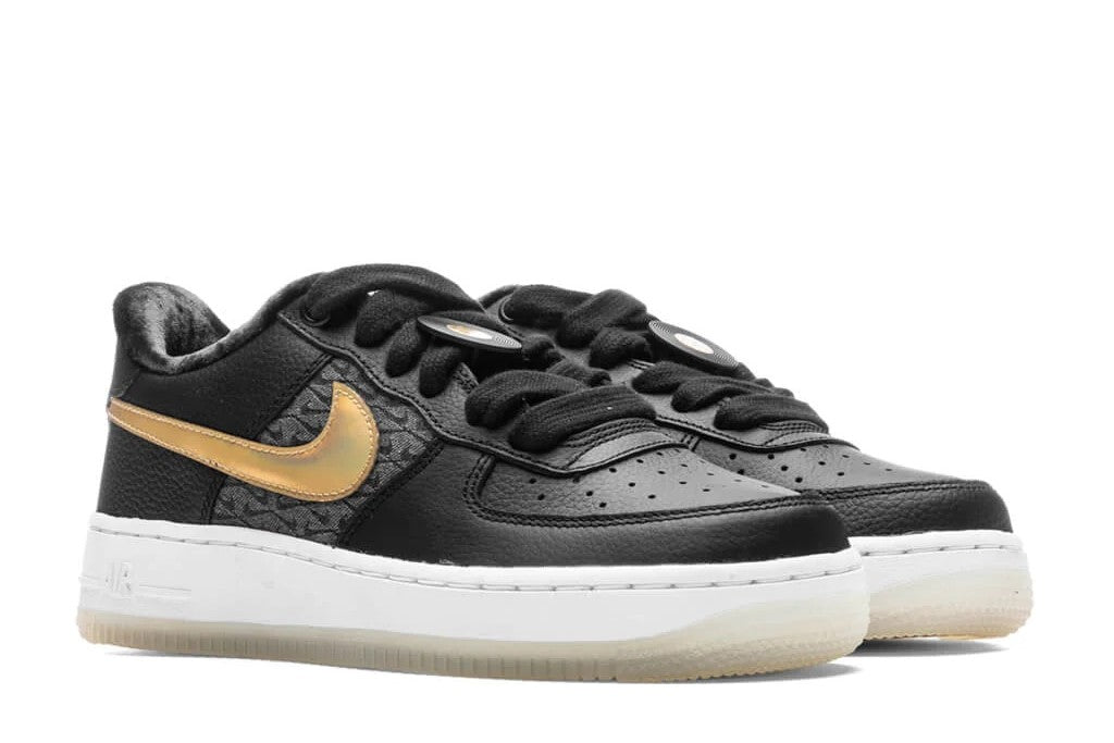 Big Kid's Nike Air Force 1 Low LV8 BG Blk/Metallic Gold-Wht (FN6977 010)