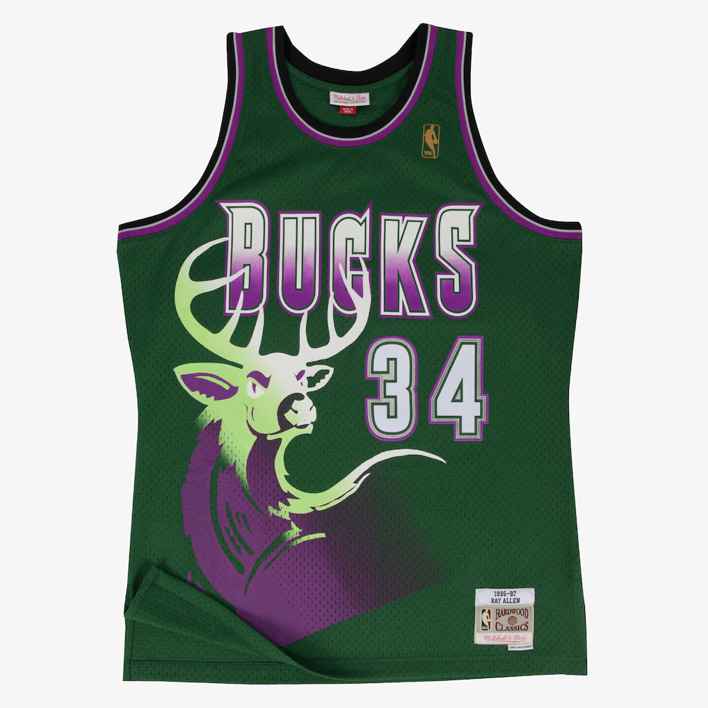 M&N Milwaukee Bucks 1996 Ray Allen Swingman Jersey