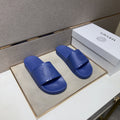 Versace Blue Raised Emblem Slide Sandals