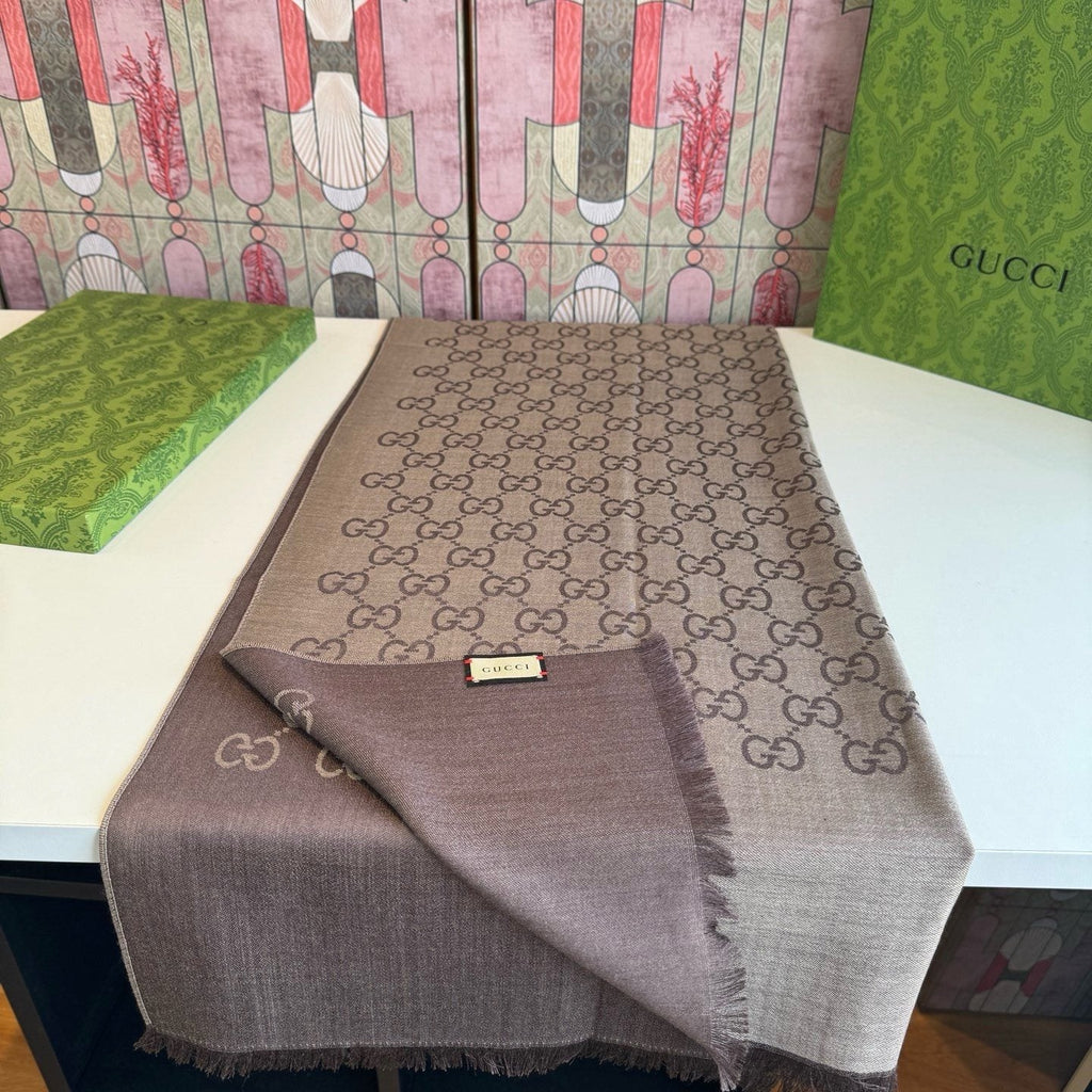 Gucci Fringed Monogram Scarf