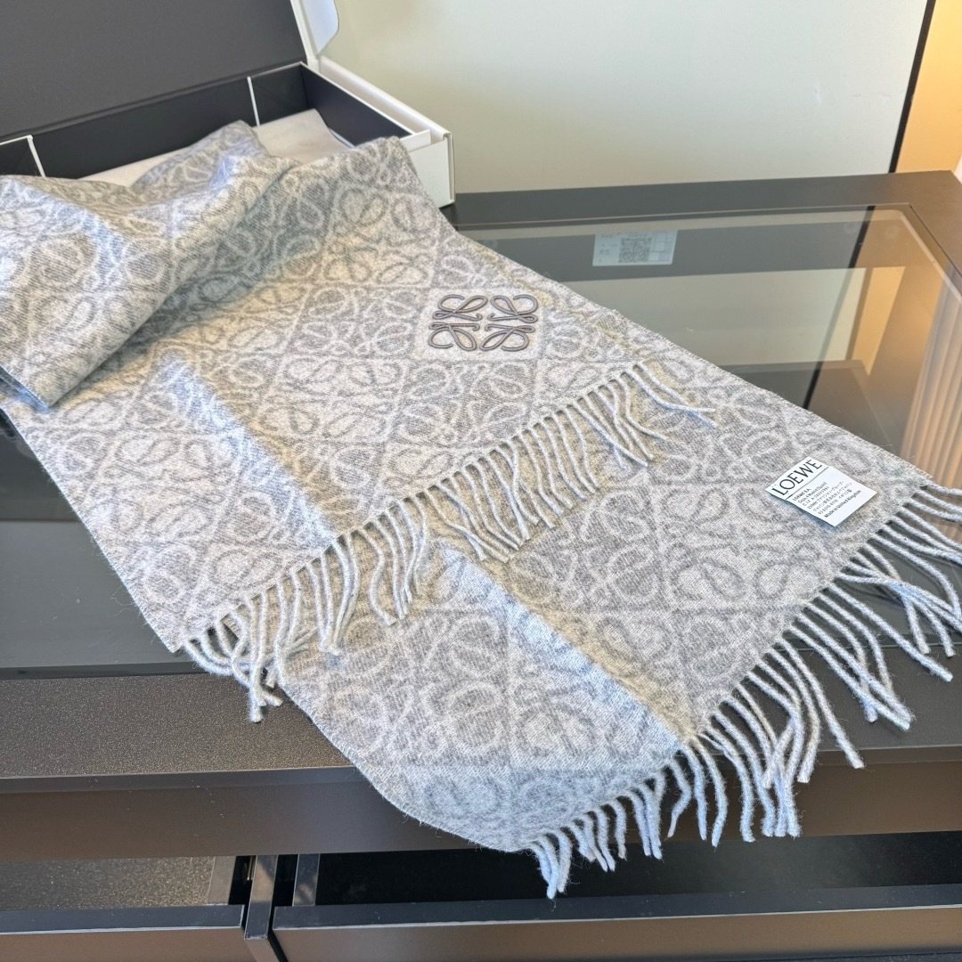 Loewe Patterned Fringed Scarf