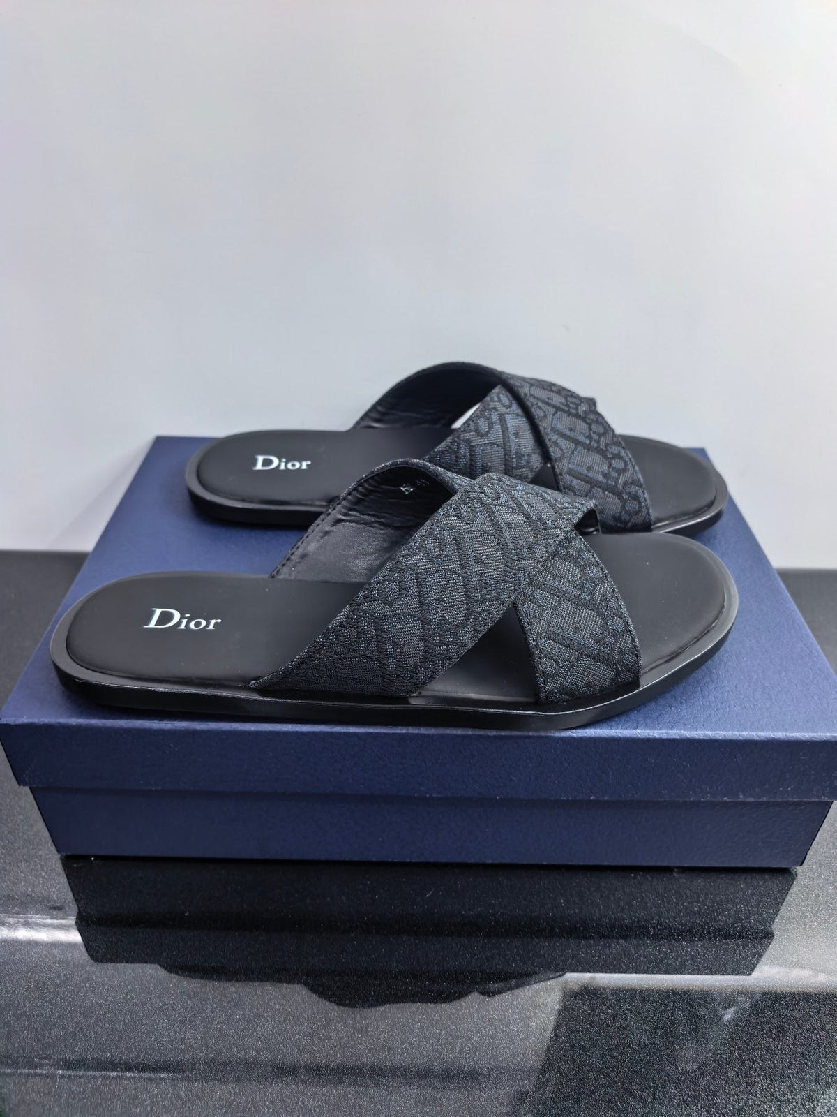 Dior Pattern Crossover Slide Sandals