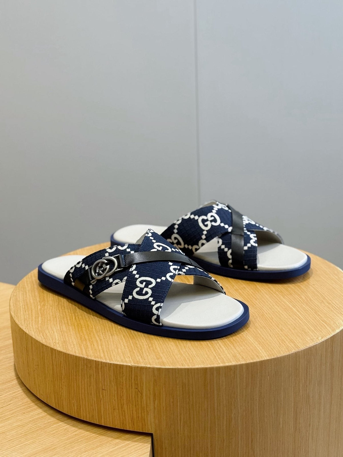 Gucci Crossed Strap Slide Sandals