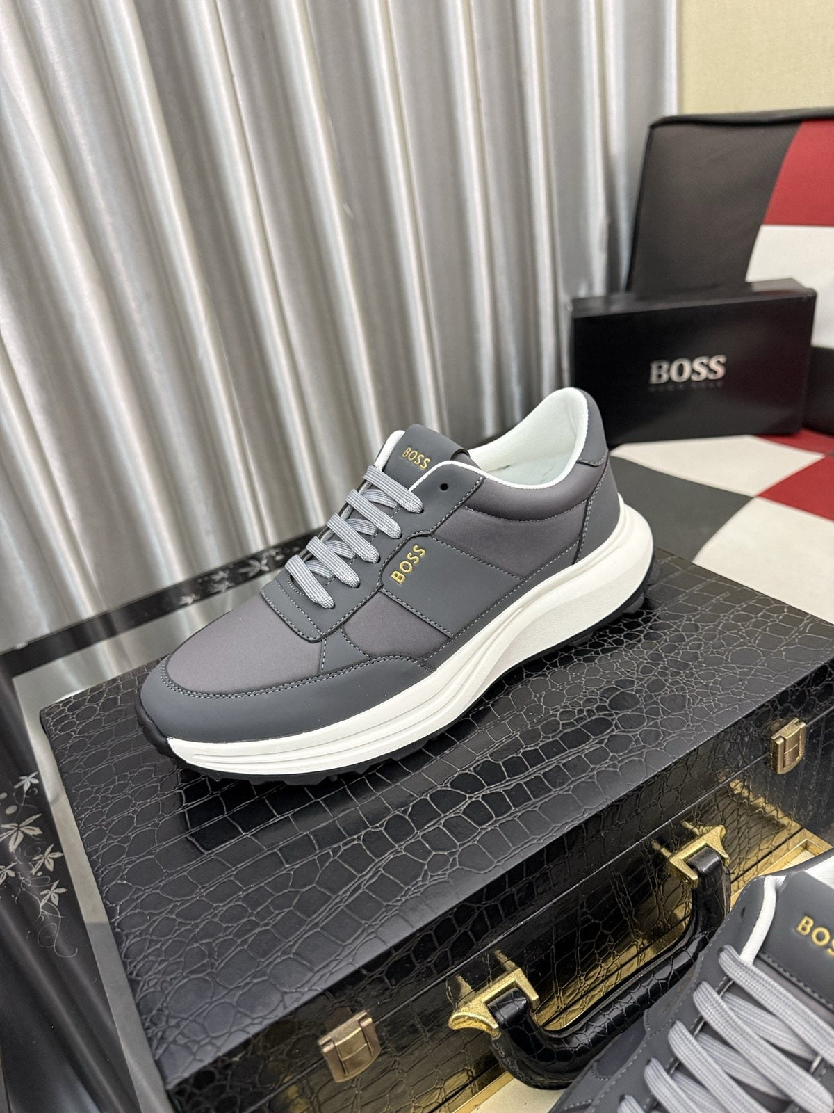 BOSS Men's Layered Low-Top Sneakers