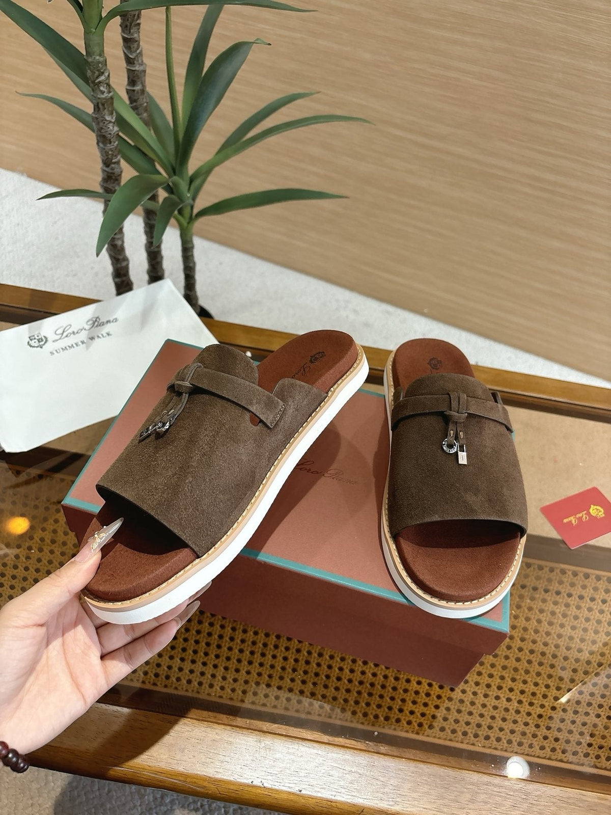 Loro Piana Men's Textured Leather Mule Sandals