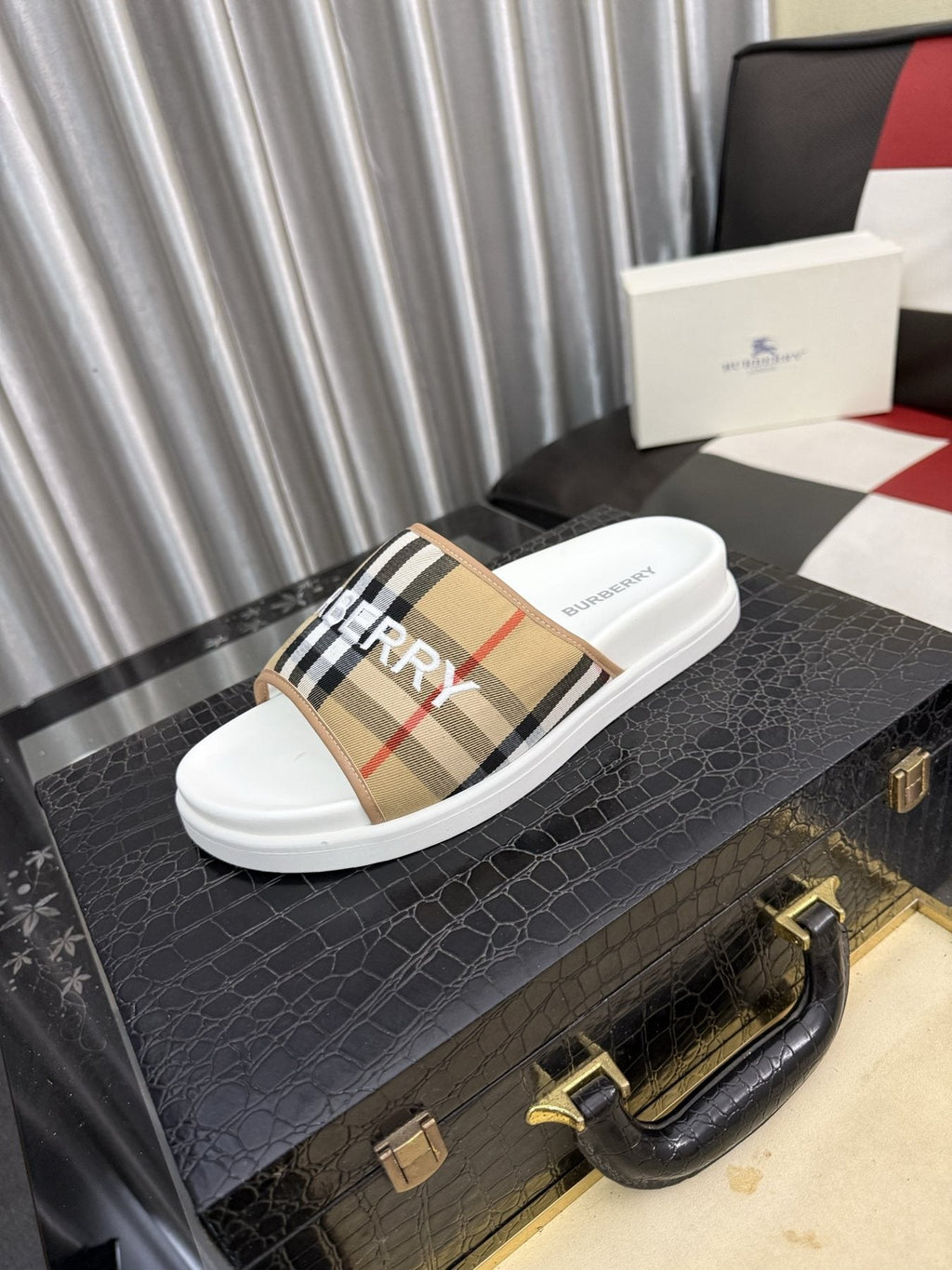 Burberry Check Logo Slide Sandals